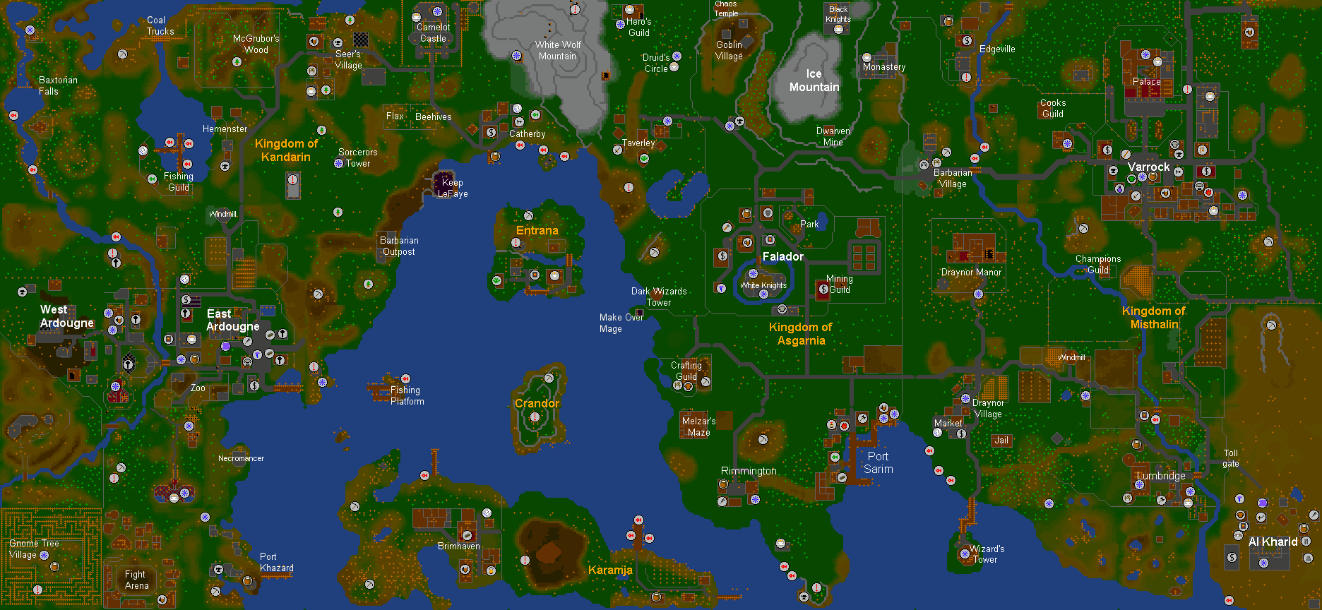 Map of the RuneScape world